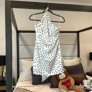 White & Black Polkadot Mini Dress